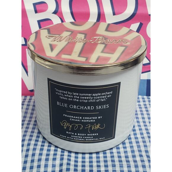 BBW Blue Orchard Skies Large 3 Wick Candle Home Fragrance Decor - Picture 1 of 2